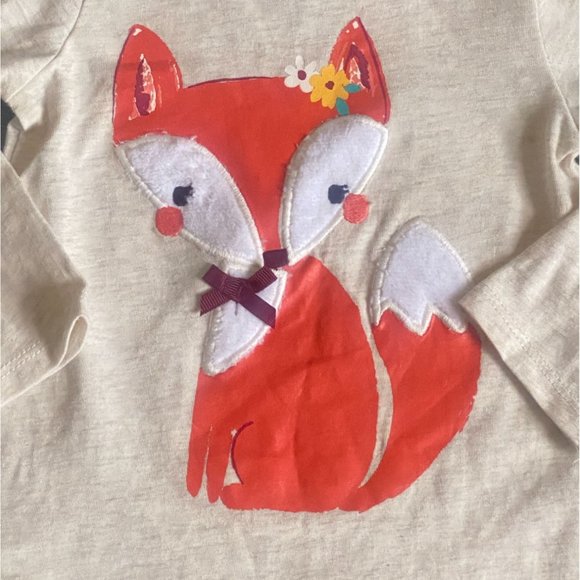 NWT First Impressions Infant 'Pretty Fox' Long Sleeve T-Shirt-Cream-Sz 6-9 M - Picture 2 of 5